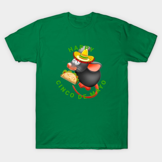 happy cinco de mayo rat mexican T-Shirt by gossiprag
